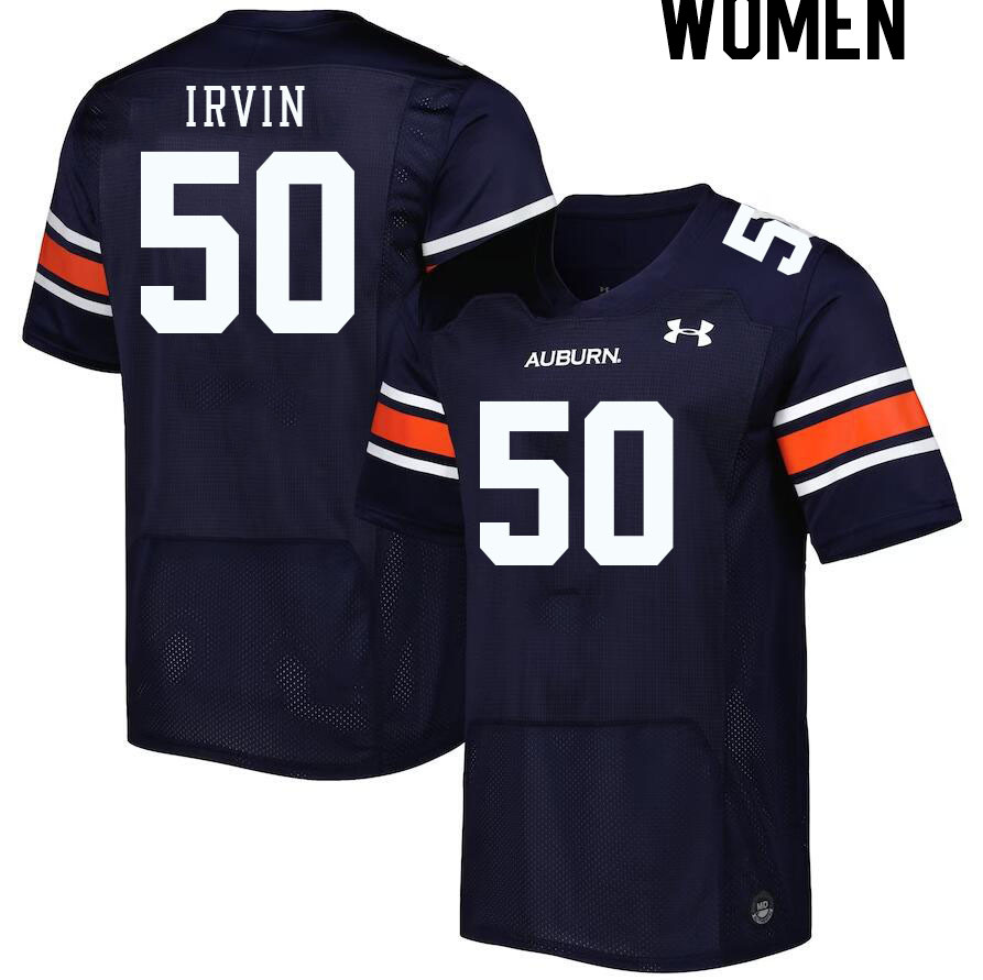 Women #50 Jalil Irvin Auburn Tigers College Football Jerseys Stitched-Navy - Click Image to Close